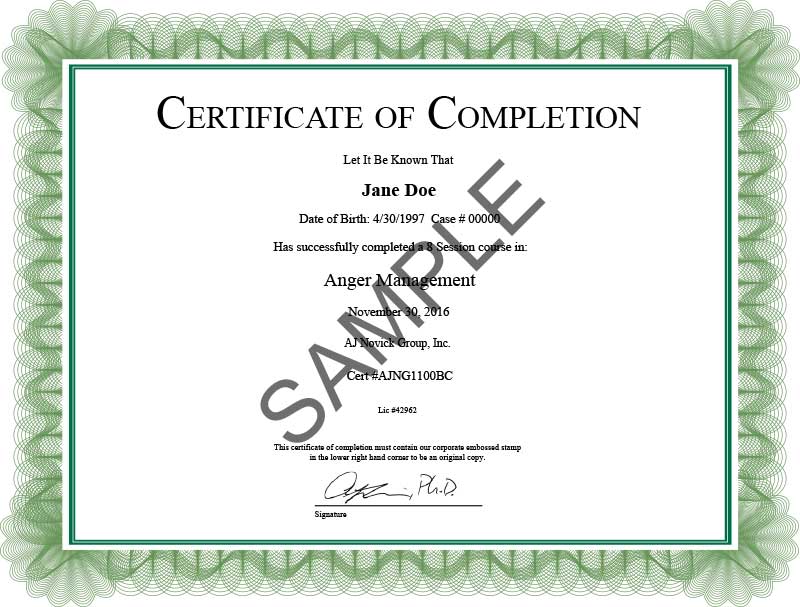 anger management completion certificate